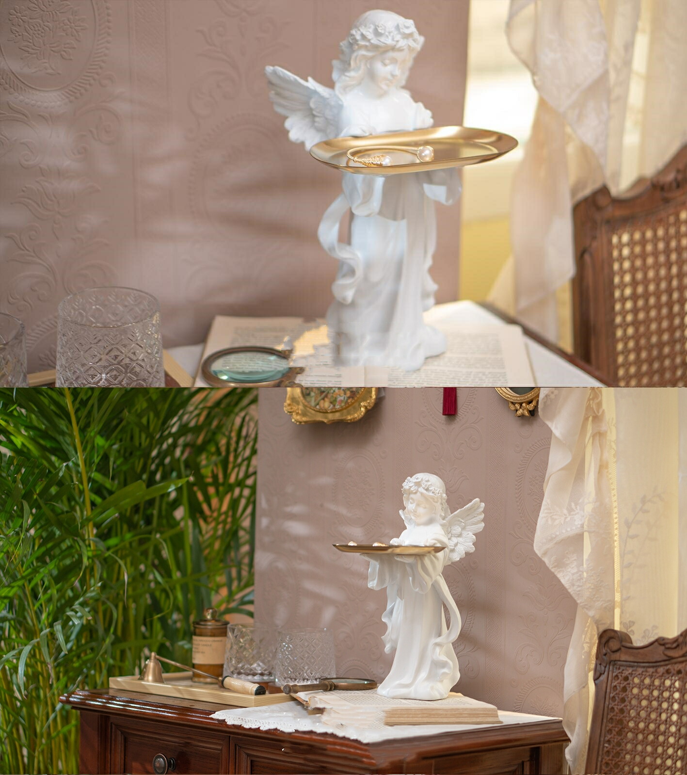 楽天市場】玄関トレー 天使 置物 かわいい 樹脂 小 彫像 白 オブジェ