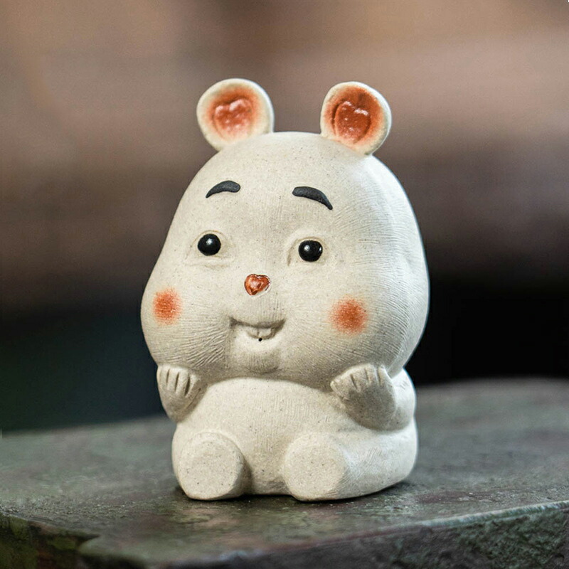 楽天市場】IwaiLoft かわいいウサギの置物 陶器 茶寵 手作り オブジェ
