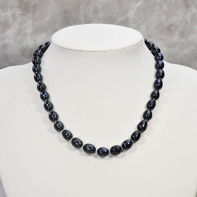 楽天市場】淡水ブラックパール ネックレス 8-9mm 40cm 黒真珠 淡水真珠