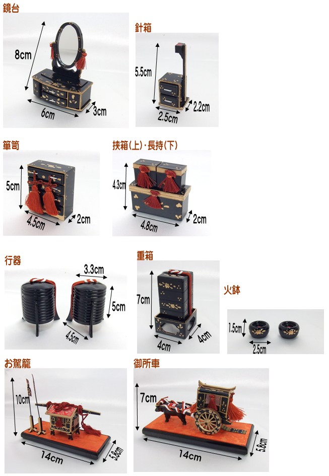 楽天市場】【雛道具】お道具七品セット 15号 : 人形の一藤