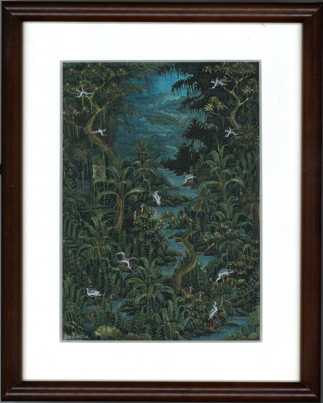 楽天市場】バリ細密画 深い森の鷺たち（1） : ふじた屋 あいランドガーデン