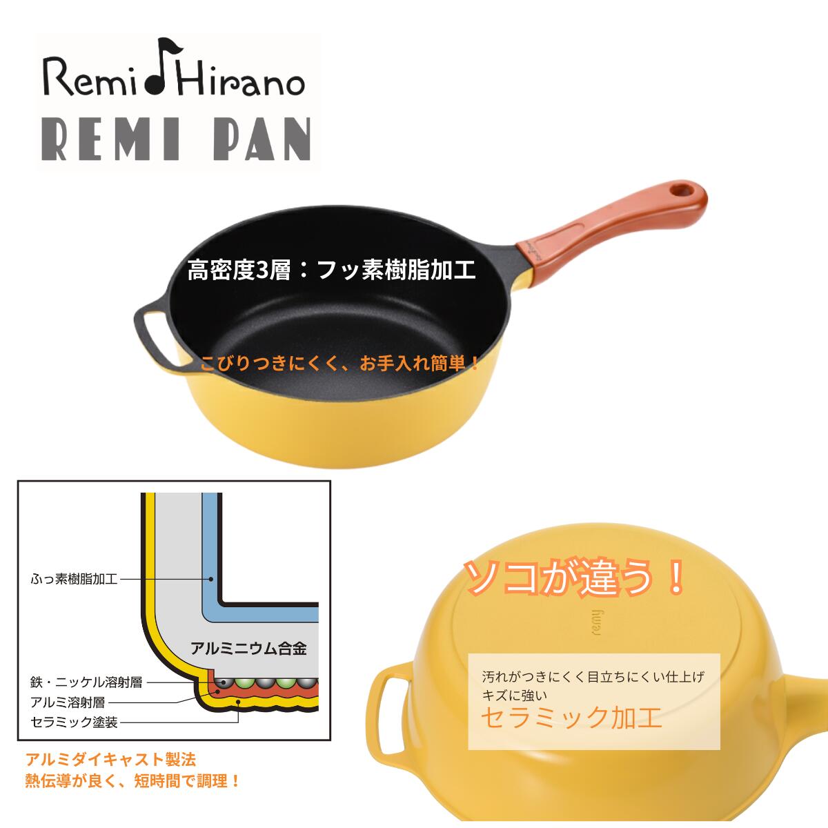 楽天市場】【平野レミ公式】レミパン イエロー 24cm RHF-221 オール