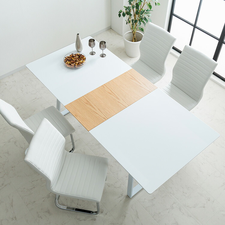 楽天市場】ダイニングテーブルセット 伸縮 ホワイト 7点 簡単 伸長式 6