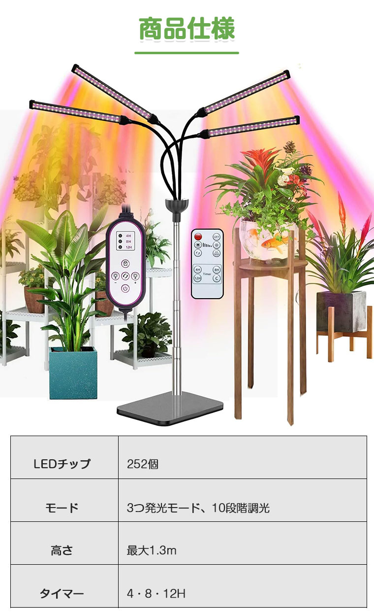 楽天市場】【15%OFFクーポン配布】植物育成ライト スタンド LED