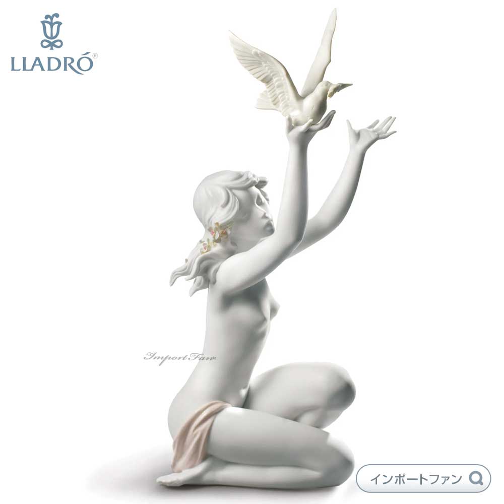 楽天市場】リヤドロ 平和を求めて 鳩 ハト マットホワイト 裸婦 置物