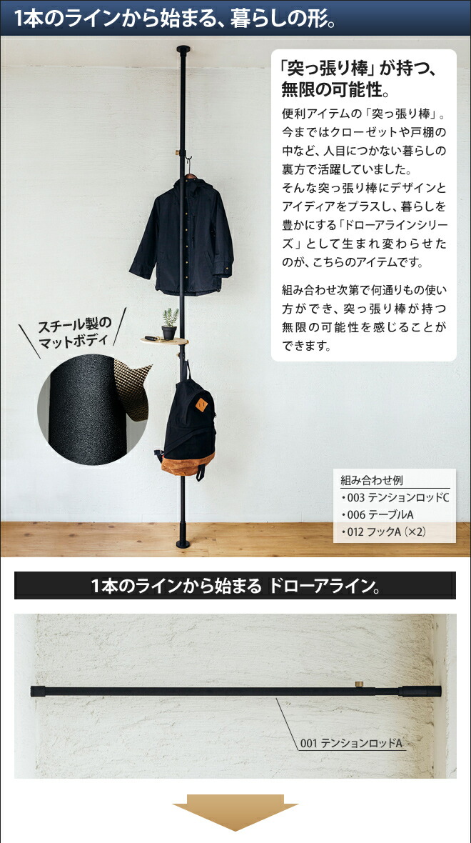 楽天市場】収納棚 ドローアライン 005 シェルフB 突っ張り棒 つっぱり
