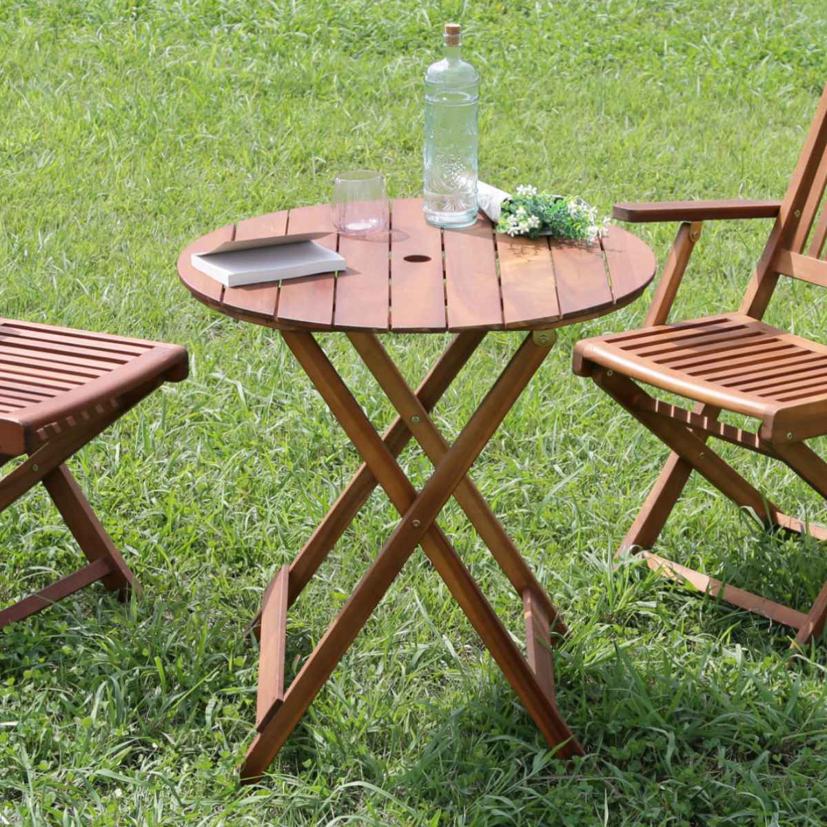 薔薇のステンシルとカッティングの折り畳みラウンドテーブル60cmピンク