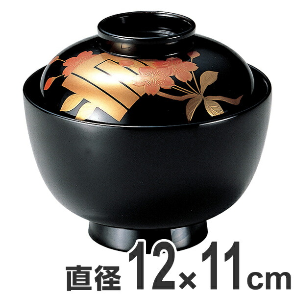 楽天市場】吸い物椀 高仙才椀 木製 3.8寸 コの字春秋 磨蒔絵 黒 漆塗