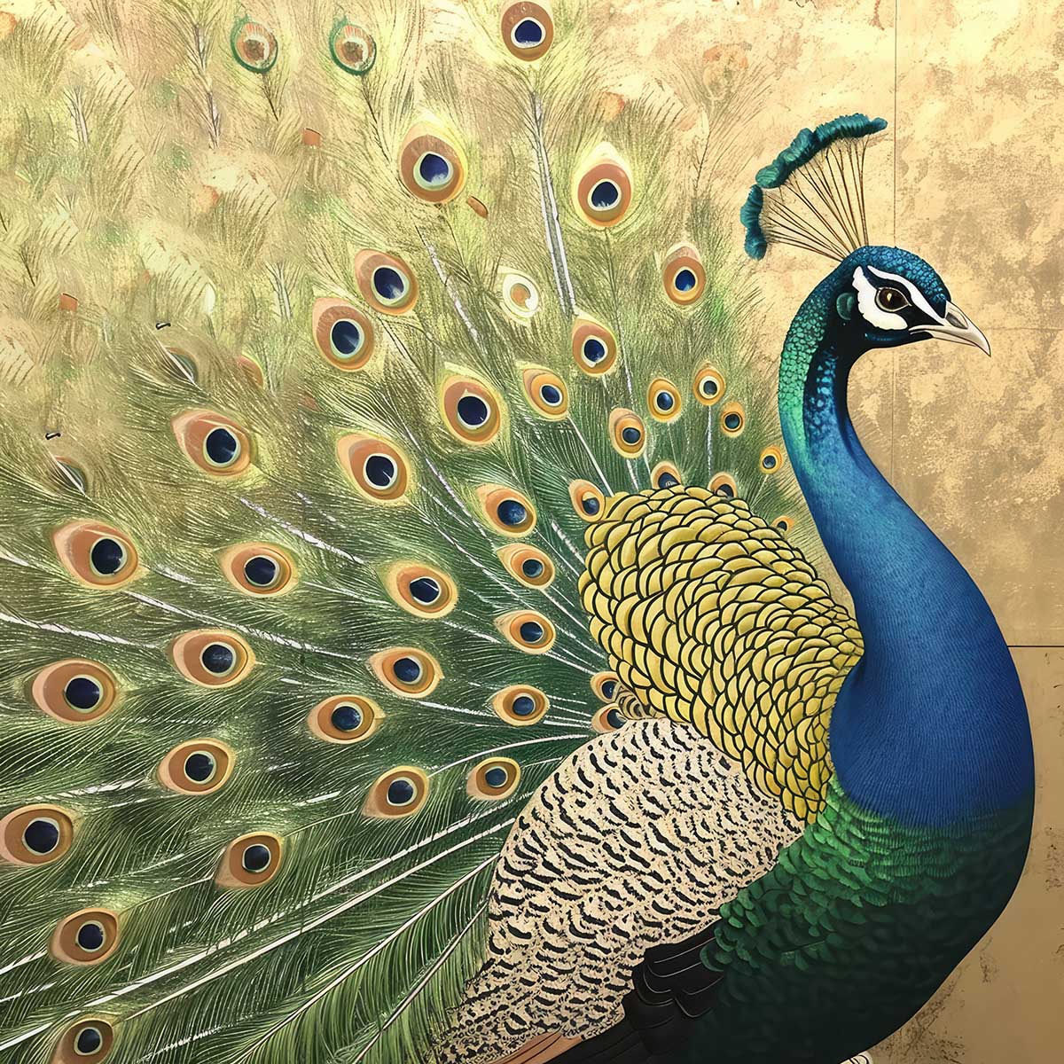 楽天市場】縁起物 孔雀 クジャク 正方形ポスター 豪華 絵画風 掛け軸風