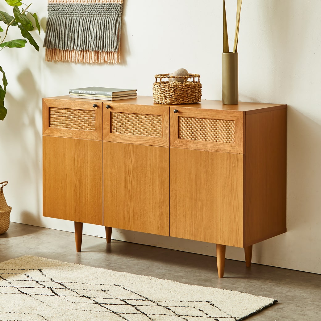 楽天市場】ビレ キャビネット サイドボード ラタン 幅120cm 高さ80cm