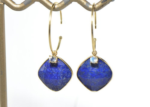 楽天市場】ラピスラズリ K18イエローゴールド ひし形 ピアス チャーム