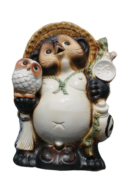 楽天市場】【10%OFF】ふくろう持ち狸 (白) 13号 信楽焼 たぬき 陶器 狸