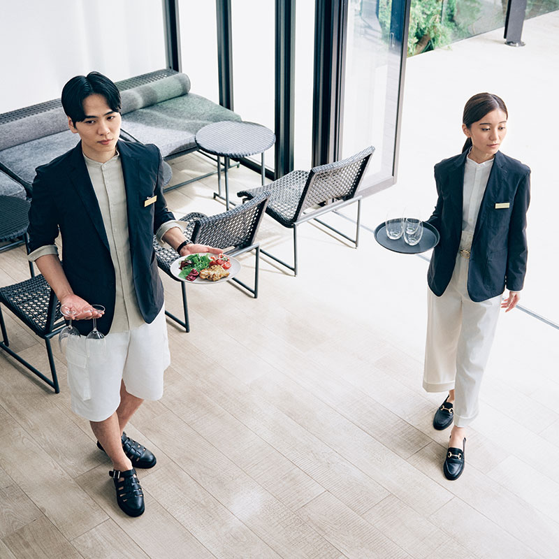 楽天市場】飲食店ユニフォーム バンドカラー 長袖シャツ [男女兼用