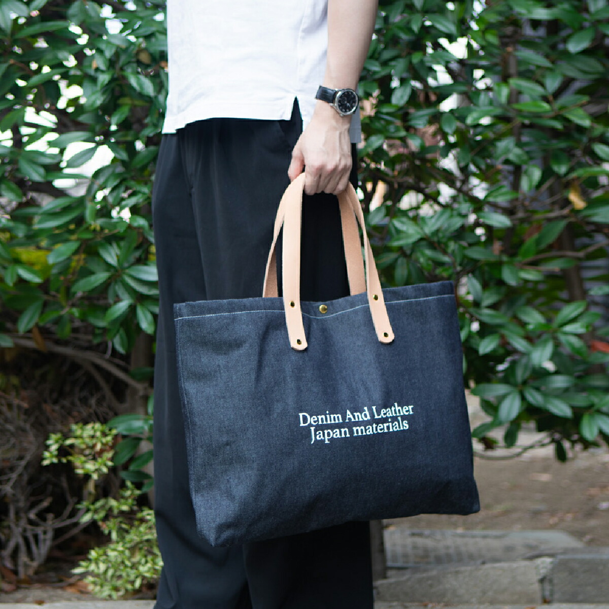 楽天市場】トートバッグ デニム 岡山デニム 栃木レザー 本革 レザー
