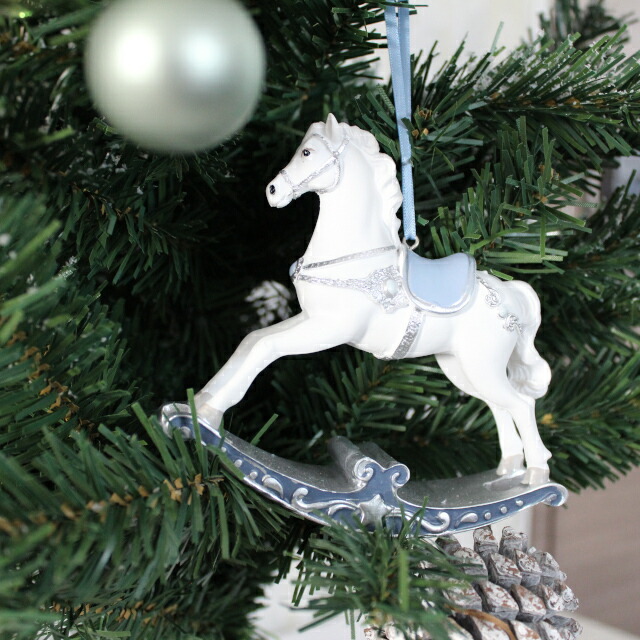 楽天市場】ウインターブルーロッキングホースオーナメント 11243