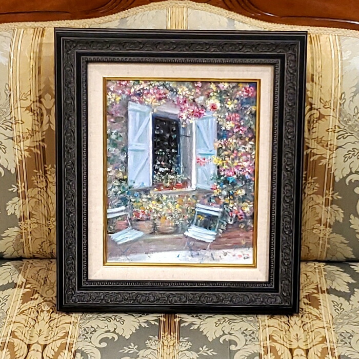 油絵 菅家令子 絵 絵画 インテリア uF6-111309 風景 朝陽 夕陽 油絵