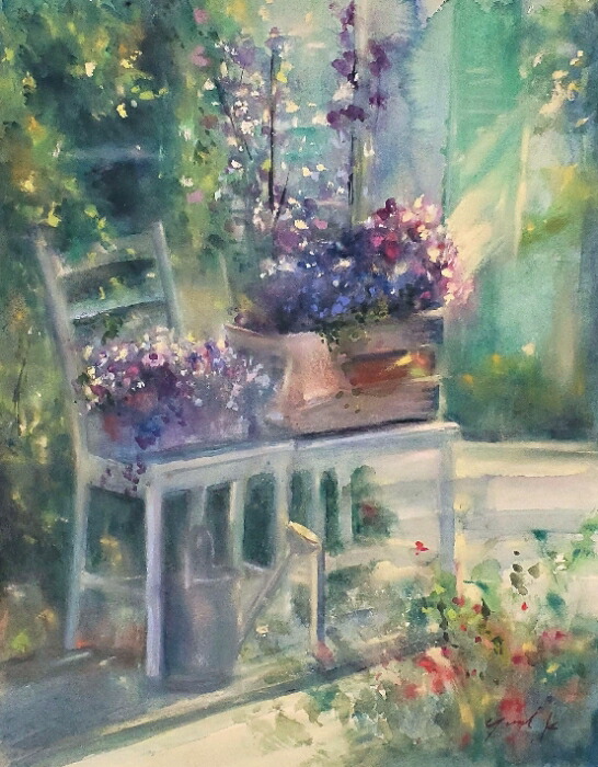 楽天市場】絵画 原画 「La Campanula」 水彩/パステル F6 アンティーク