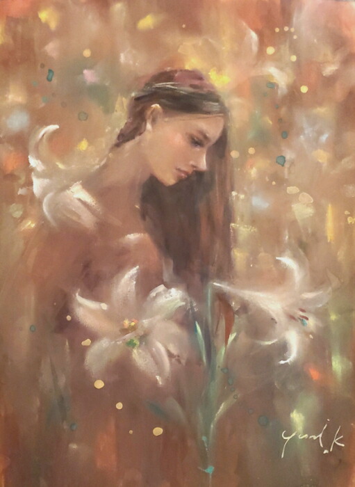 楽天市場】絵画 原画 「Lily」 水彩/パステル F4 アンティークシルバー