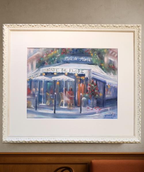 楽天市場】絵画 原画 「青と白のカフェテラス」 水彩/パステル F6