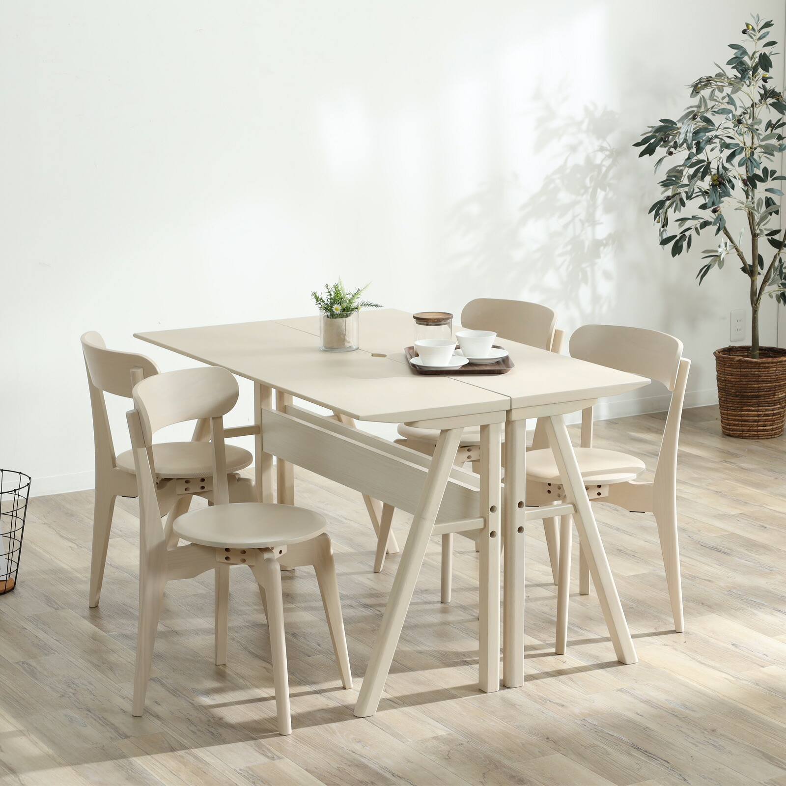 楽天市場】ダイニングテーブルセット 4人掛け 北欧 回転椅子 木製 幅