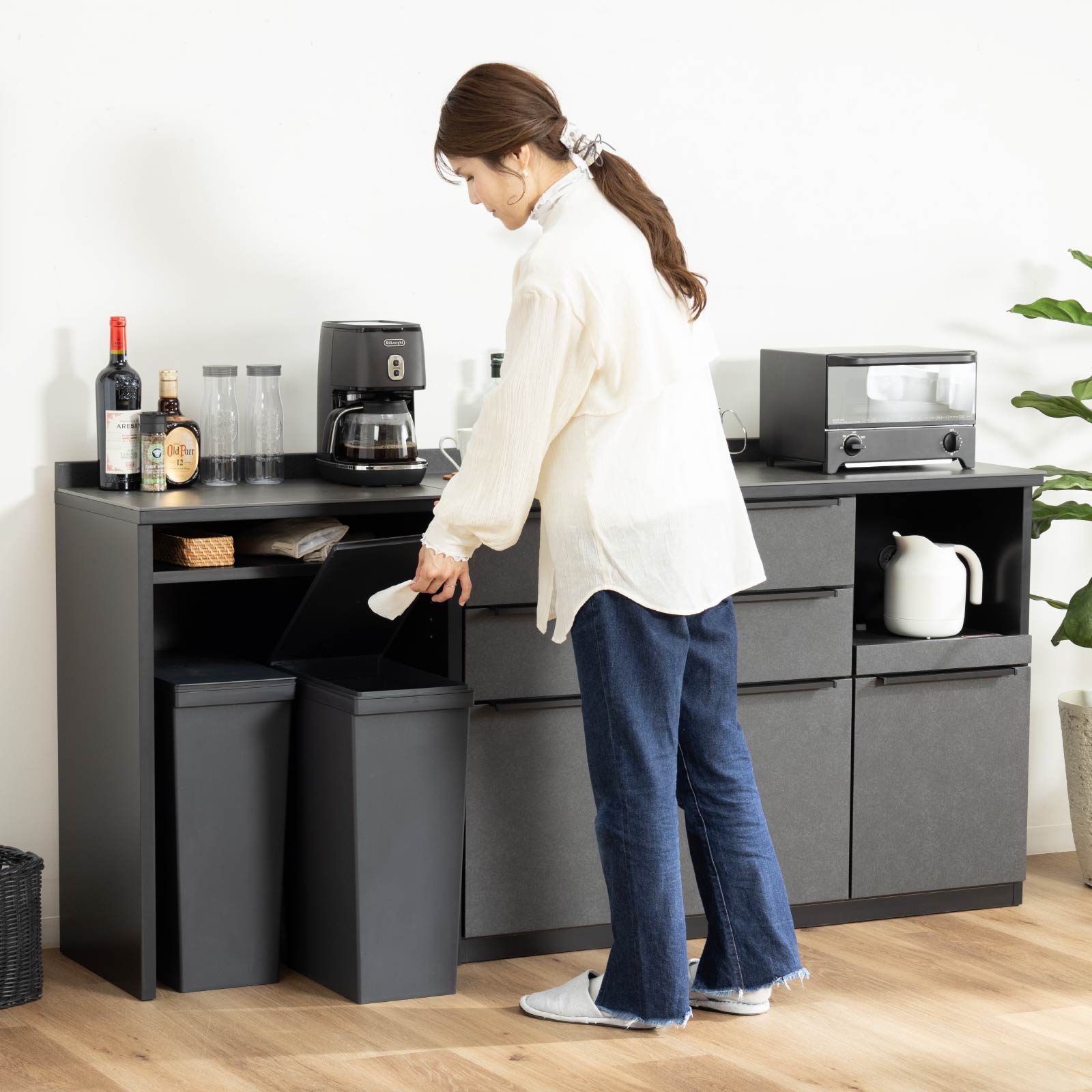 楽天市場】キッチンカウンター 180 cm 完成品 石目調 セラミック 天板