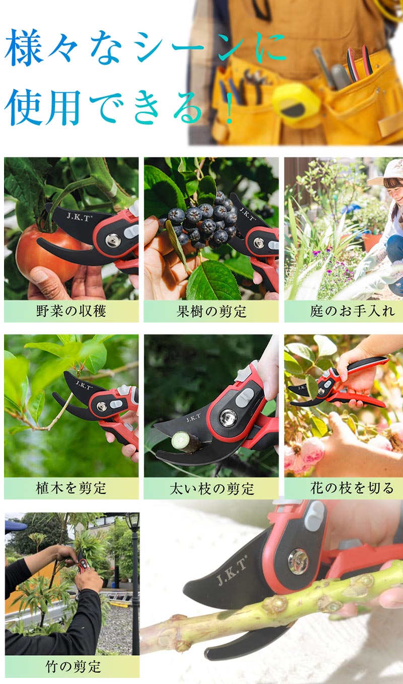 楽天市場】J.K.T 剪定ばさみ 2段階調節 剪定ハサミ 園芸用品 剪定
