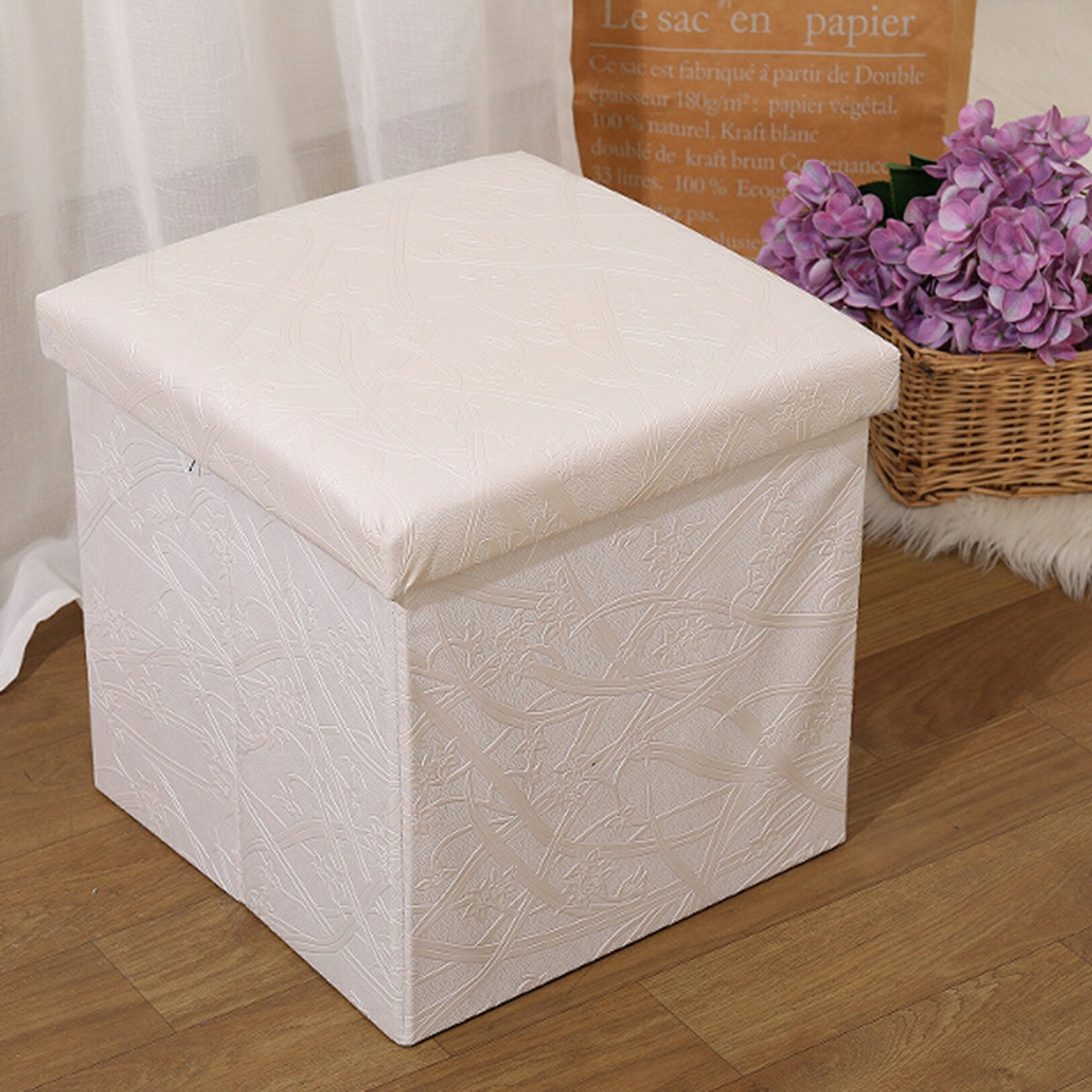 楽天市場】スツール オットマン収納 PUレザー 花柄 収納ボックス 収納