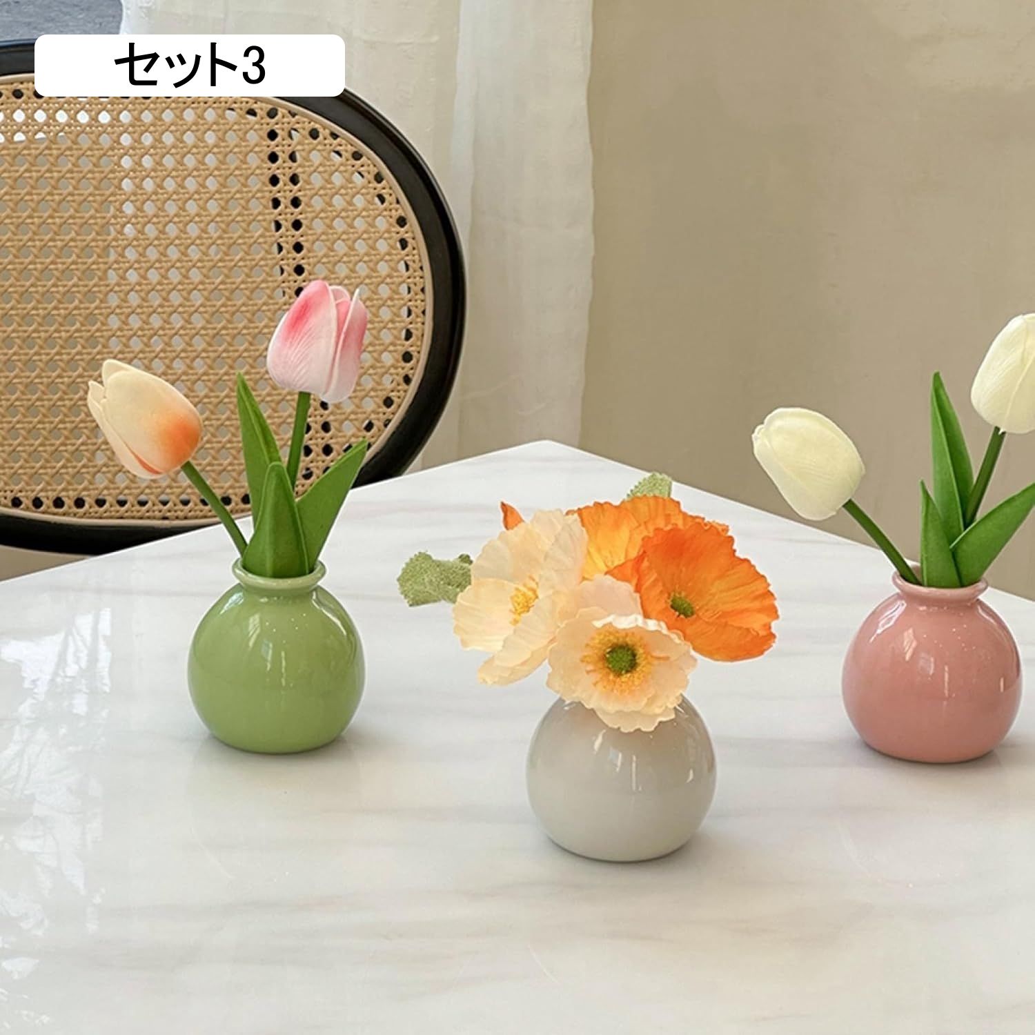 楽天市場】造花 インテリア 北欧 卓上 陶器花瓶付き 造花セット ミニ