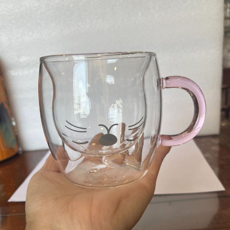 楽天市場】260ml ダブルウォールグラス 猫 ネコ 耐熱 かわいい カフェ