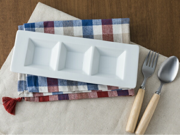 楽天市場】三つ仕切りプレート 前菜シリーズ 角三品皿 25.3cm 中皿