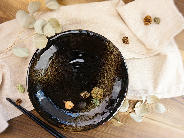 楽天市場】手作り風 黒錦大皿 25.2cm アウトレット 日本製 国産 美濃焼