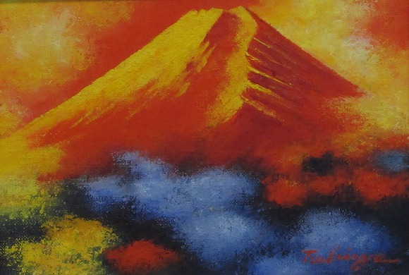 楽天市場】「赤富士」土屋茂 サムホールサイズ油彩画[油絵]・開運風水