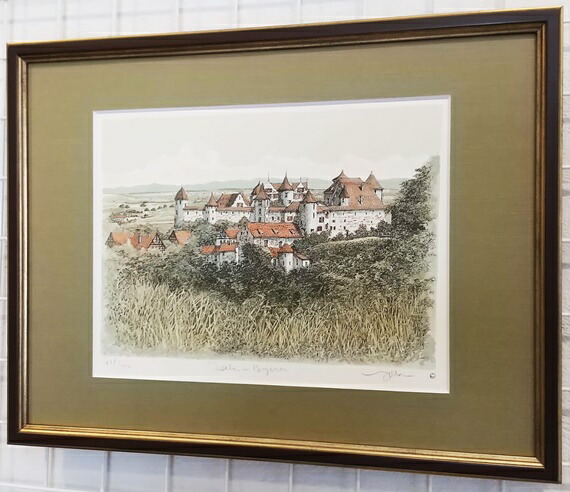 絵画・額縁・版画・織田 義郎・新品未使用・ドイツ・城・美術品