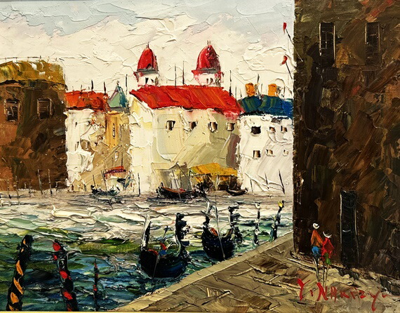 楽天市場】「ベニス」中條裕一郎 F6サイズ油彩画（油絵）外国風景画