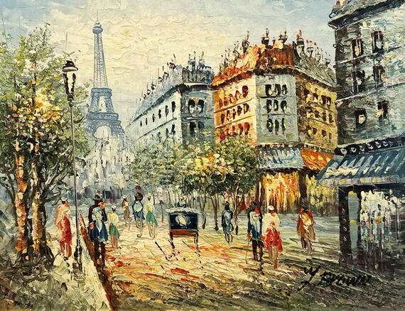 油絵ミハスの街角 油絵ミハスの街角