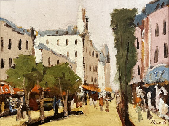 楽天市場】「パリの街角」清水郁夫 F6サイズ油彩画（油絵）外国風景画