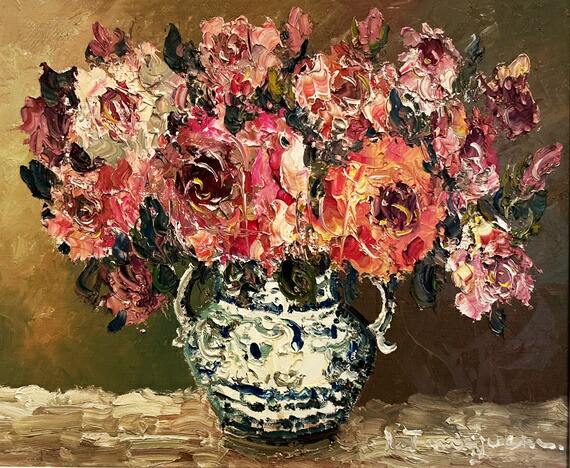 楽天市場】「バラ」～ピンクの薔薇～ 谷口春彦（F8サイズ油彩画[油絵