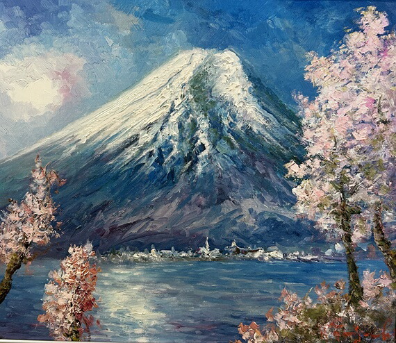 楽天市場】「桜富士」谷口春彦【通信販売】（F10サイズ油彩画[油絵