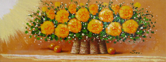 楽天市場】「黄色い薔薇」SOO 横長ワイドWF6サイズ油彩画[油絵