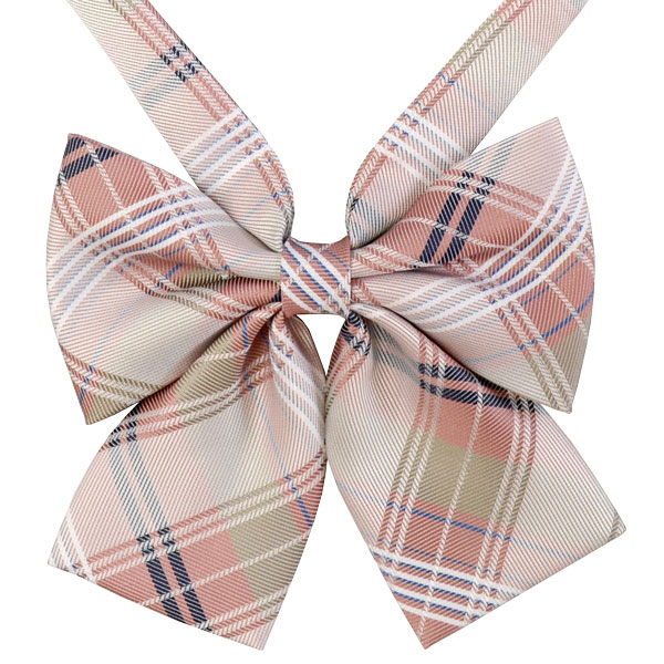 楽天市場】スクールリボン ピンク×ベージュ チェック【日本製】KRR216