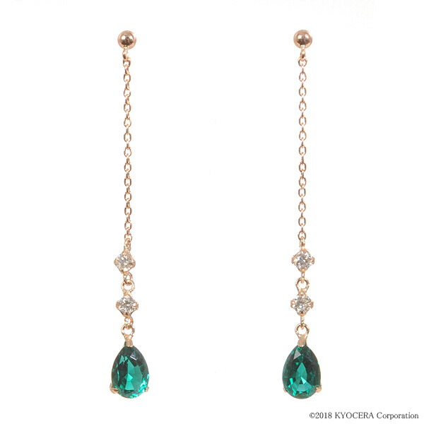 楽天市場】エメラルド ピアス K18ピンクゴールド ペアシェイプ ロング