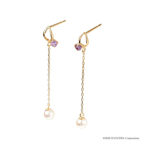 楽天市場】アメジスト ピアス K18ピンクゴールド ラウンド ロング