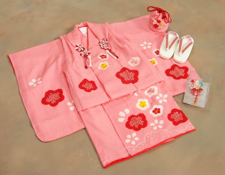楽天市場】七五三 被布セット 正絹着物 3歳 女の子被布セット ピンク色