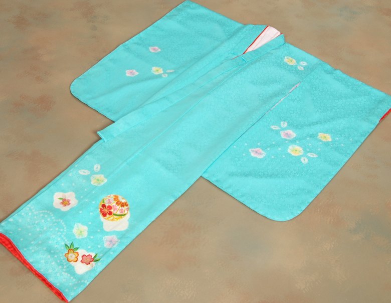 楽天市場】七五三 正絹 絹100％ 着物 7歳着物フルセット 水色 手染め