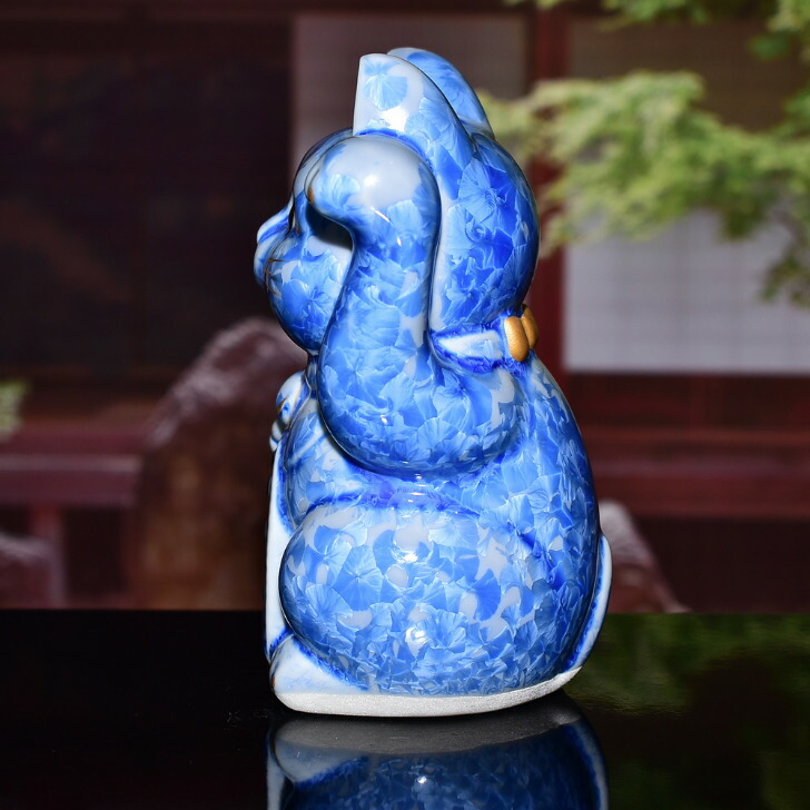 楽天市場】京焼 清水焼 陶あん 花結晶 招き猫（青） : 京焼・清水焼 陶