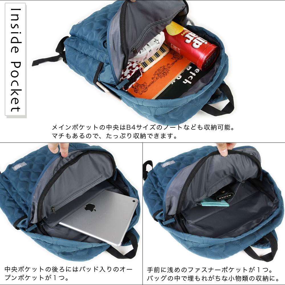 楽天市場】リュック キルティング B4 リュックサック レディース