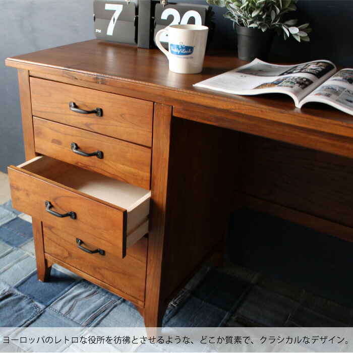 楽天市場】デスク 木製 机 おしゃれ アンティーク 幅112 奥行45 レトロ
