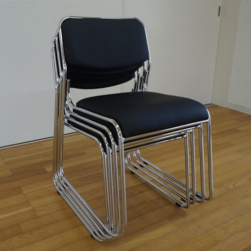 楽天市場】スタッキングチェアー (4脚セット)ブラック (黒)積み重ね