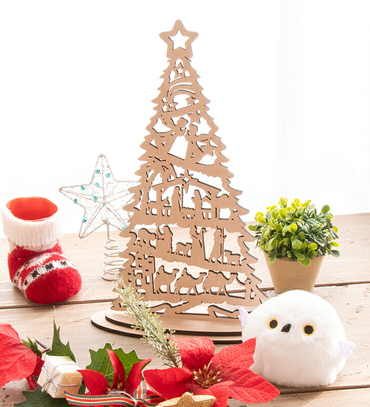 楽天市場】クリスマスツリー 木製 卓上サイズ 幅約20cm幅 高さ約28cm