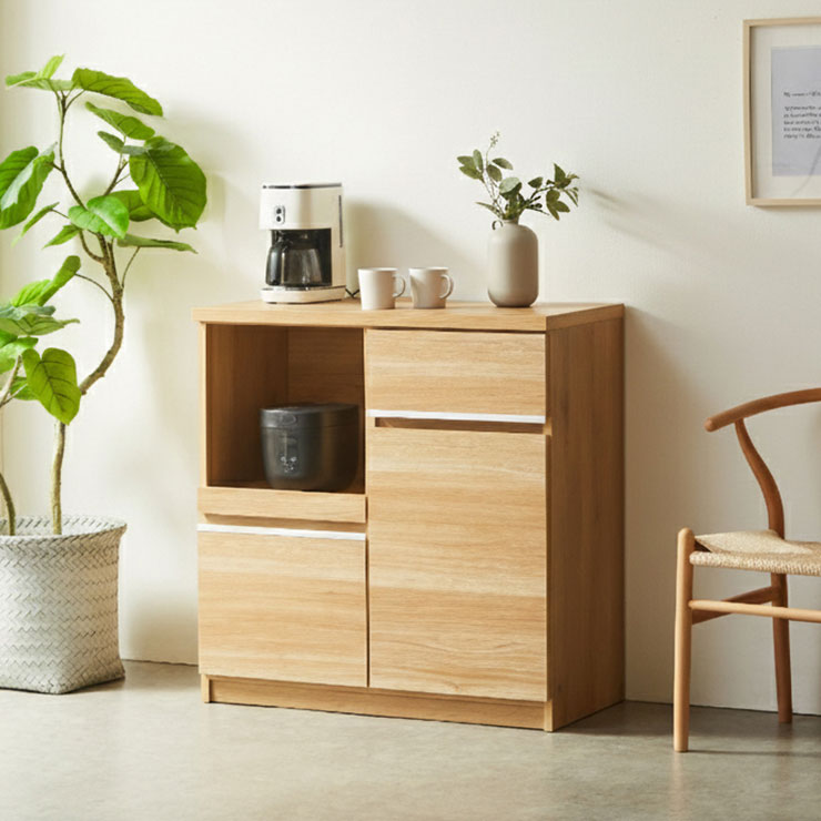 楽天市場】食器棚 大川家具 レンジ台 キッチンボード 完成品 幅88.8cm